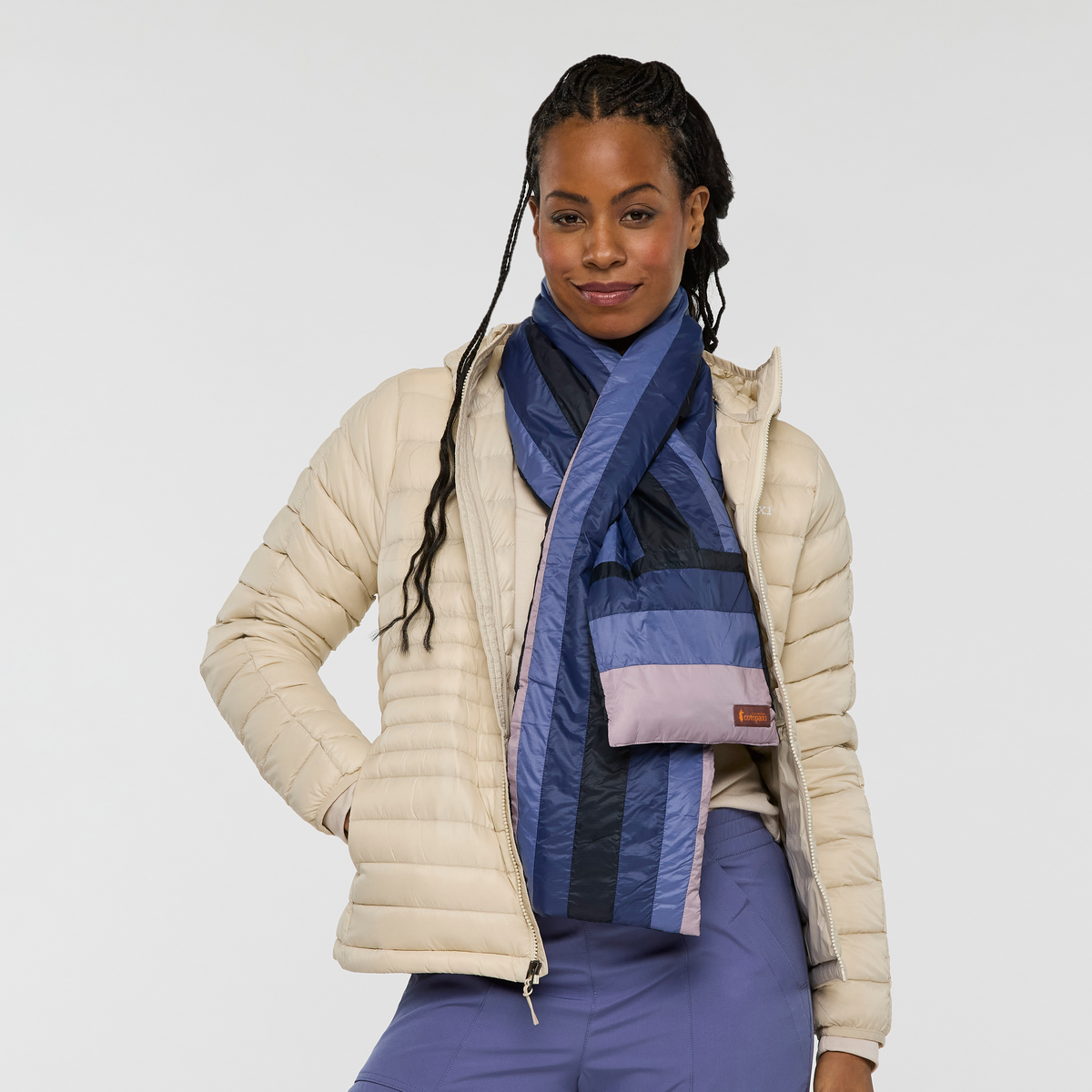 Fuego Down Scarf - Carbon Stripes - US 6349