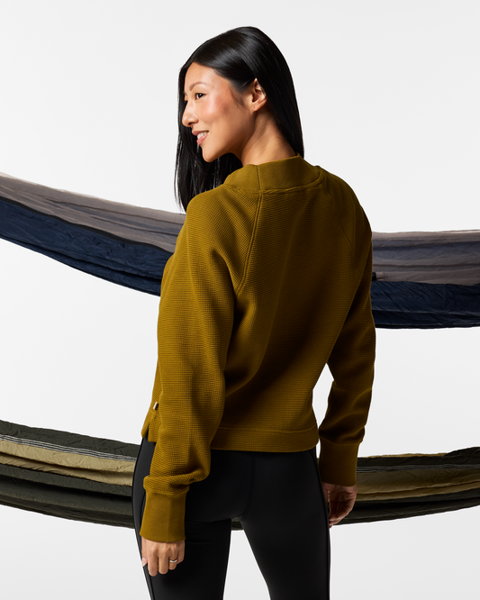 Atajo Long-Sleeve Waffle V-Neck - Women's - Log Cabin - US 5678