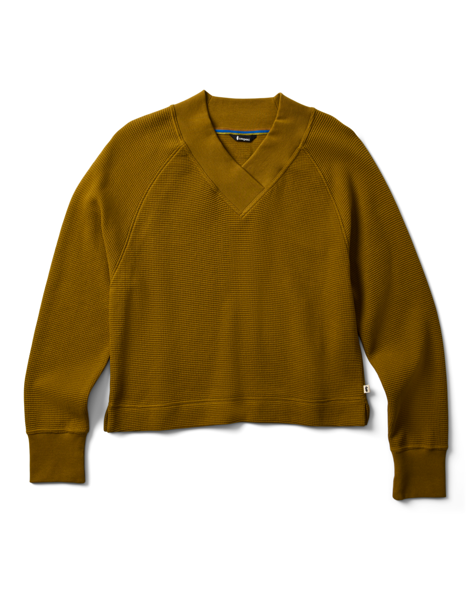 Atajo Long-Sleeve Waffle V-Neck - Women's - Log Cabin - US 5678