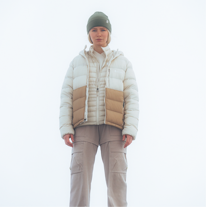 Fuego Max Down Hooded Jacket - Women's - Cream/Khaki - US 2042