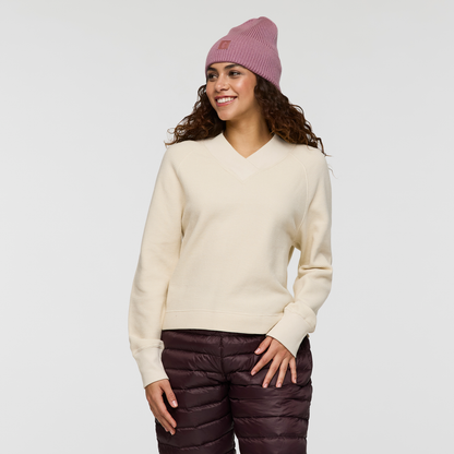 Atajo Long-Sleeve Waffle V-Neck - Women's - Cream - US 3840