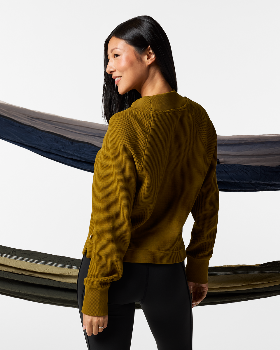 Atajo Long-Sleeve Waffle V-Neck - Women's - Log Cabin - US 3056