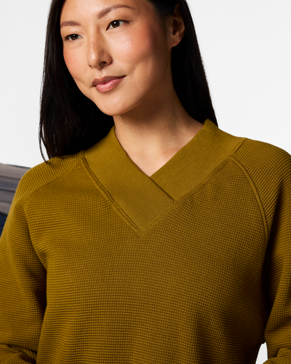 Atajo Long-Sleeve Waffle V-Neck - Women's - Log Cabin - US 3056