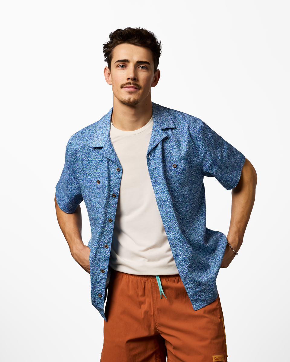 Afuera Button Up Shirt - Print - Men's - Cenotes Azure - US 2808