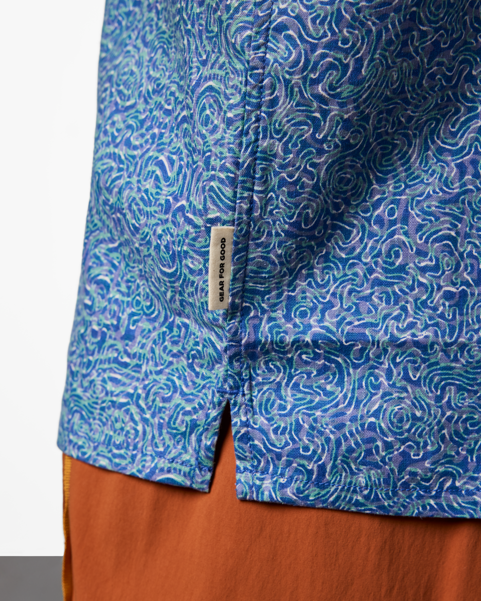 Afuera Button Up Shirt - Print - Men's - Cenotes Azure - US 2808