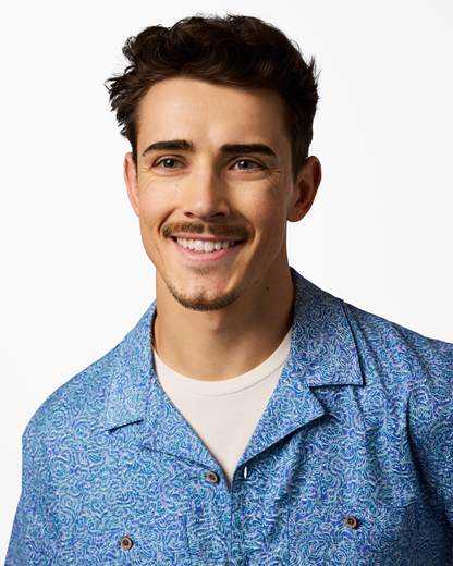 Afuera Button Up Shirt - Print - Men's - Cenotes Azure - US 2808