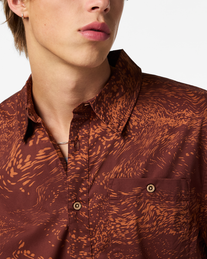 Estival Button Up Shirt - Print - Men's - Waves Sepia - US 8083