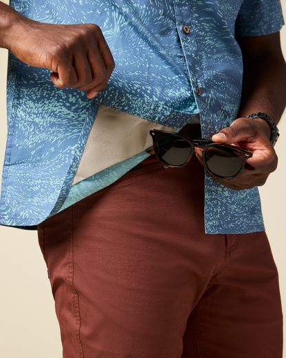 Estival Button Up Shirt - Print - Men's - Waves Steel Blue - US 4773