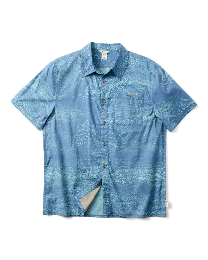 Estival Button Up Shirt - Print - Men's - Waves Steel Blue - US 4773