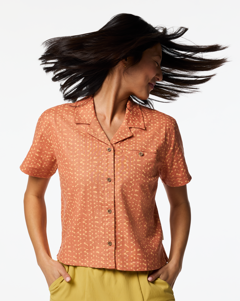 Afuera Button Up Shirt - Print - Women's - Shimmer Cantaloupe - US 1621