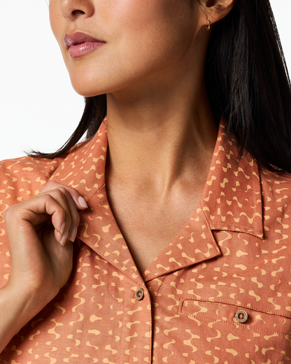 Afuera Button Up Shirt - Print - Women's - Shimmer Cantaloupe - US 1621