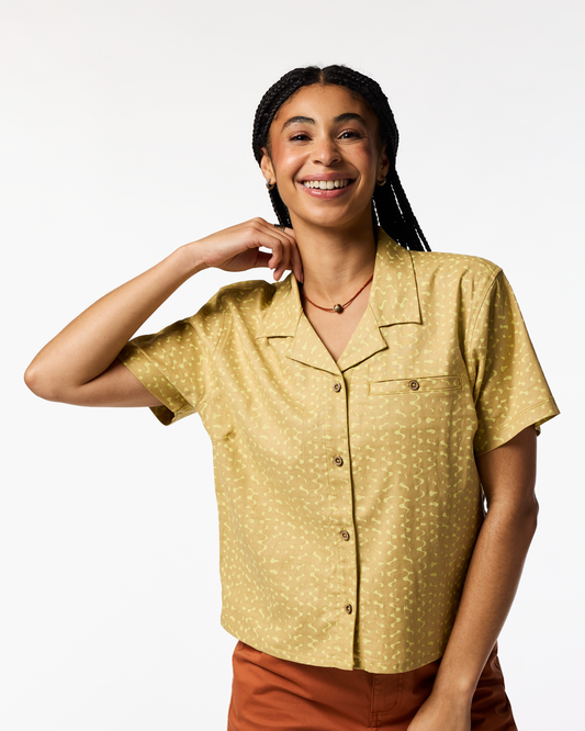 Afuera Button Up Shirt - Print - Women's - Shimmer Honeydew - US 7157
