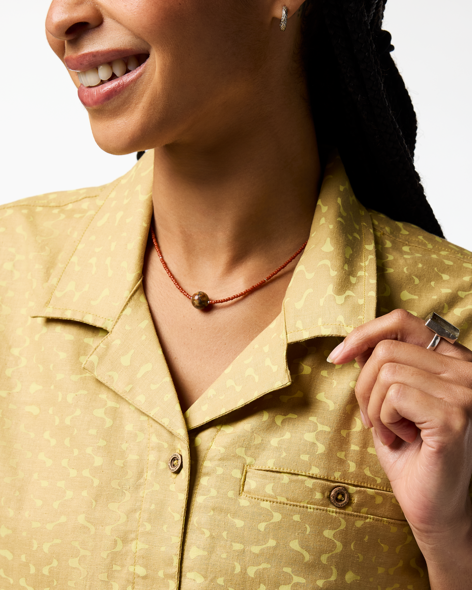 Afuera Button Up Shirt - Print - Women's - Shimmer Honeydew - US 7157